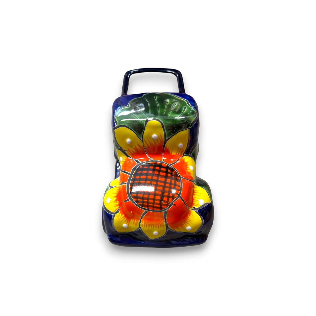 Hand-Painted Talavera Car Planter | Colorful Ceramic Car Statue (Small)