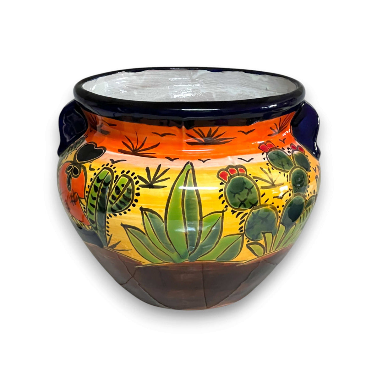 Talavera Flower Pot | Hand-Painted Desert Scene Mexican Planter