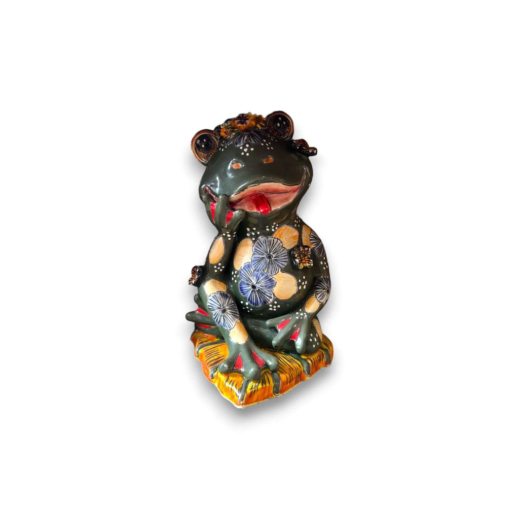 Hand - Painted Talavera Frog Statue | Mexican Ceramic Animal Decor Talavera Statue La Vie Bien Hand - Painted Talavera Frog Statue | Mexican Ceramic Animal Decor