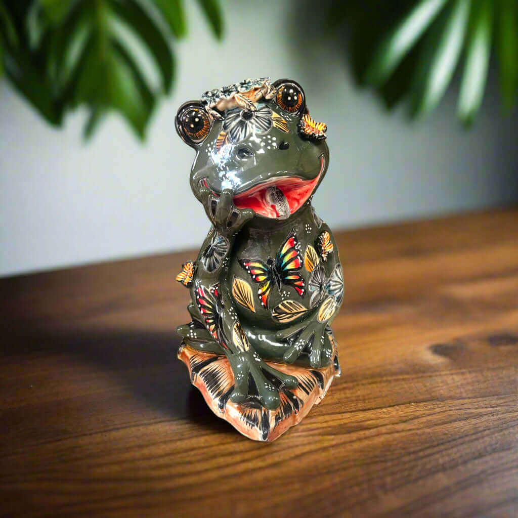 Hand - Painted Talavera Frog Statue | Mexican Ceramic Animal Decor Talavera Statue La Vie Bien Hand - Painted Talavera Frog Statue | Mexican Ceramic Animal Decor