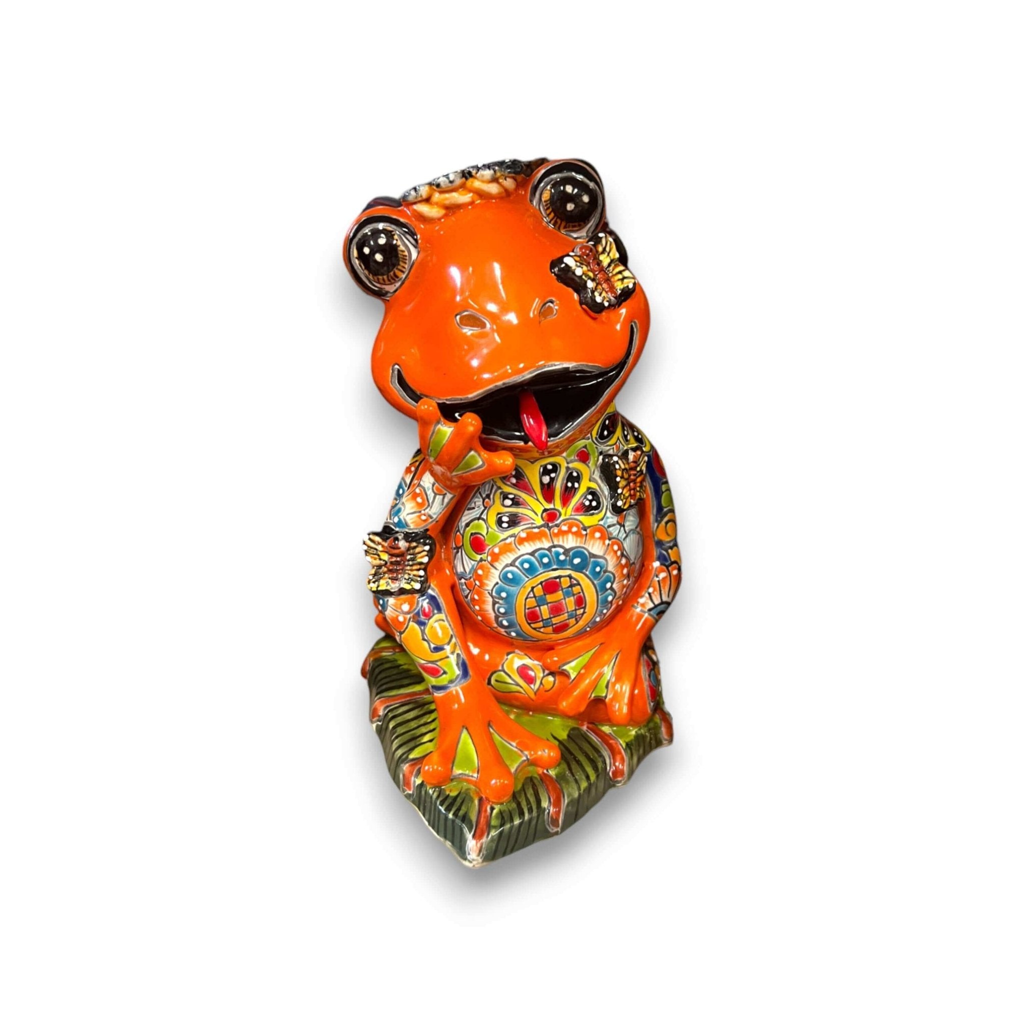Hand-Painted Talavera Frog Statue | Mexican Ceramic Animal Decor Talavera Statue La Vie Bien Hand-Painted Talavera Frog Statue | Mexican Ceramic Animal Decor