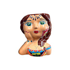 Hand-Painted Talavera Ceramic Lady Planter | Mexican Artwork Décor