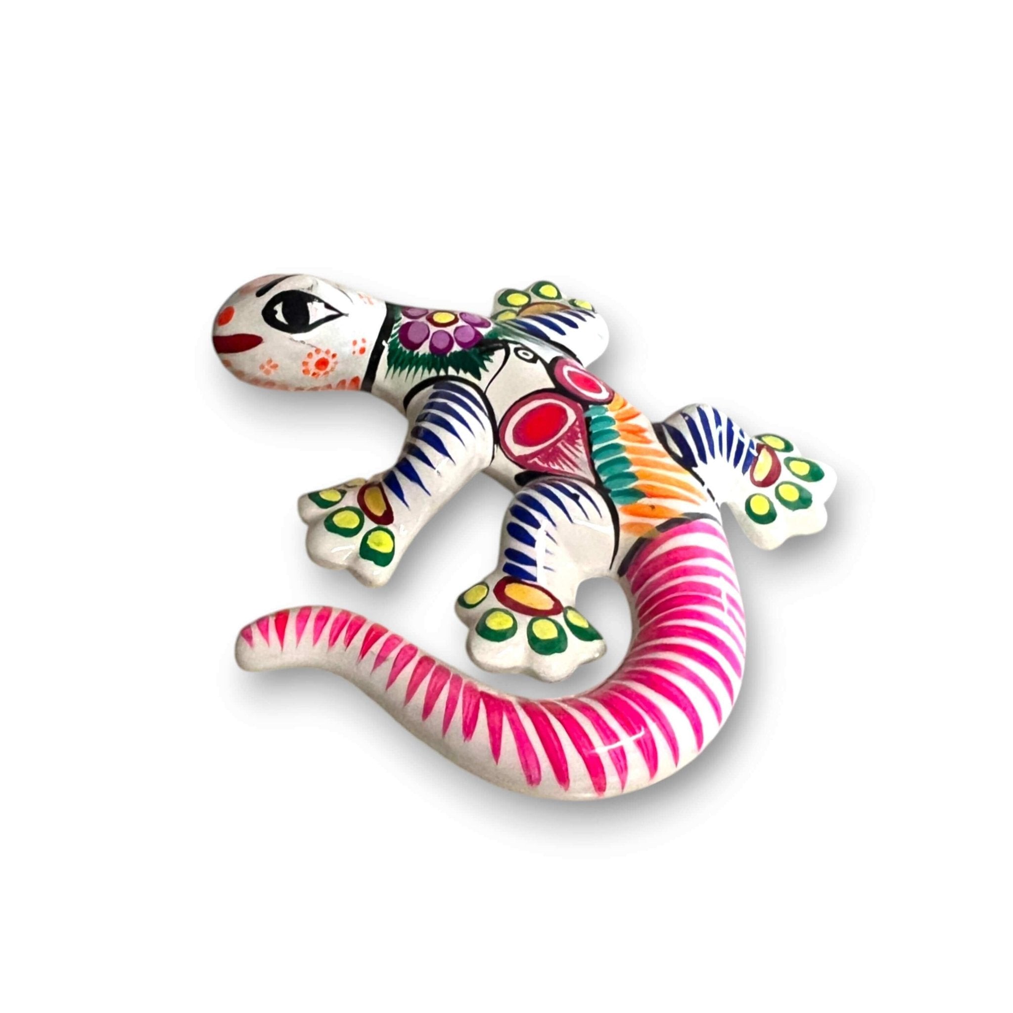 Hand-Painted Talavera Lizard Figurine | Colorful Mexican Wall Decor Guerrero Figurine La Vie Bien Hand-Painted Talavera Lizard Figurine | Colorful Mexican Wall Decor