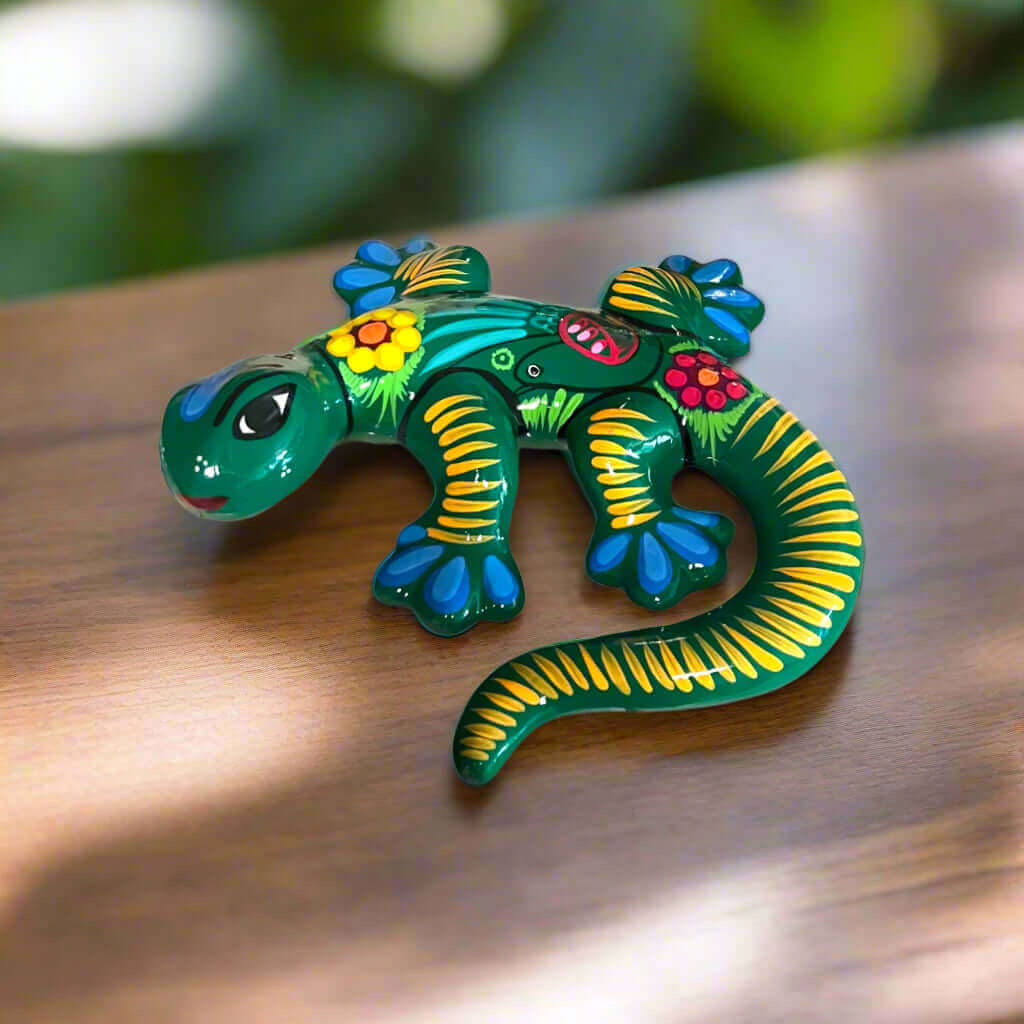 Hand - Painted Talavera Lizard Figurine | Colorful Mexican Wall Decor Guerrero Figurine La Vie Bien Hand - Painted Talavera Lizard Figurine | Colorful Mexican Wall Decor
