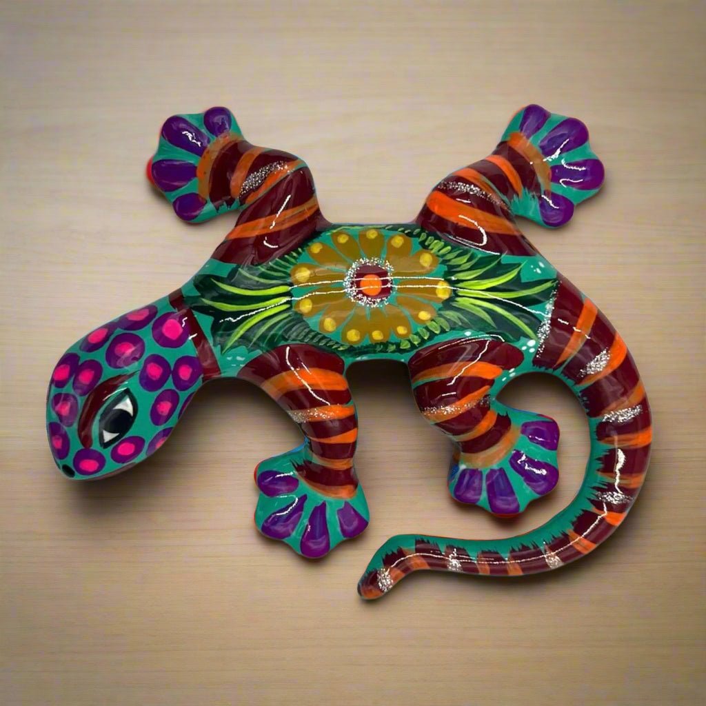 Hand - Painted Talavera Lizard Figurine | Colorful Mexican Wall Decor Talavera Figurine La Vie Bien Hand - Painted Talavera Lizard Figurine | Colorful Mexican Wall Decor