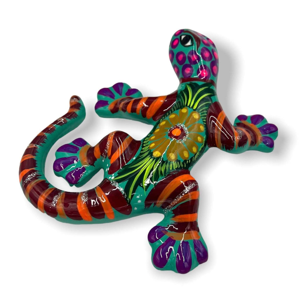 Hand-Painted Talavera Lizard Figurine | Colorful Mexican Wall Decor Talavera Figurine La Vie Bien Hand-Painted Talavera Lizard Figurine | Colorful Mexican Wall Decor