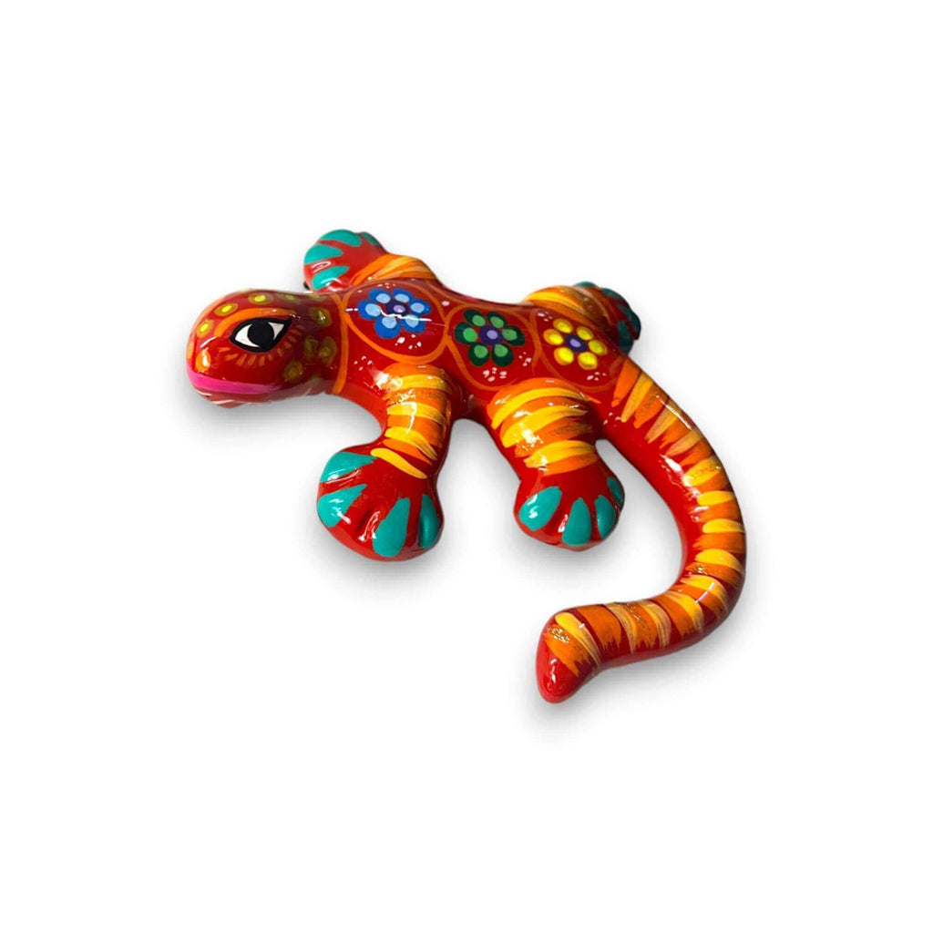 Hand-Painted Talavera Lizard Figurine | Colorful Mexican Wall Decor Talavera Figurine La Vie Bien Hand-Painted Talavera Lizard Figurine | Colorful Mexican Wall Decor