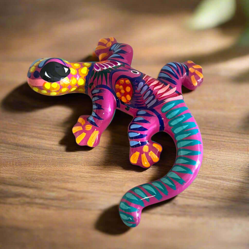 Hand - Painted Talavera Lizard Figurine | Colorful Mexican Wall Decor Talavera Figurine La Vie Bien Hand - Painted Talavera Lizard Figurine | Colorful Mexican Wall Decor