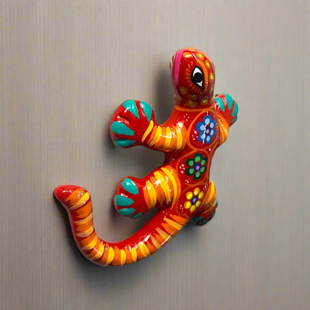 Hand - Painted Talavera Lizard Figurine | Colorful Mexican Wall Decor Talavera Figurine La Vie Bien Hand - Painted Talavera Lizard Figurine | Colorful Mexican Wall Decor