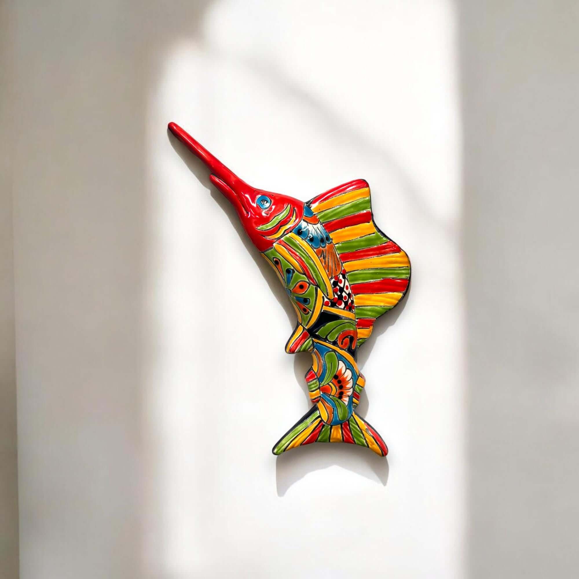 Hand - Painted Talavera Marlin Wall Art | Colorful Sailfish Mexican Decor (Large) Talavera Wall Art La Vie Bien Hand - Painted Talavera Marlin Wall Art | Colorful Sailfish Mexican Decor (Large)