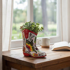 Hand-Painted Talavera Mexican Boot Flower Pot | Colorful Small Talavera Planter Talavera Planter La Vie Bien Hand-Painted Talavera Mexican Boot Flower Pot | Colorful Small Talavera Planter