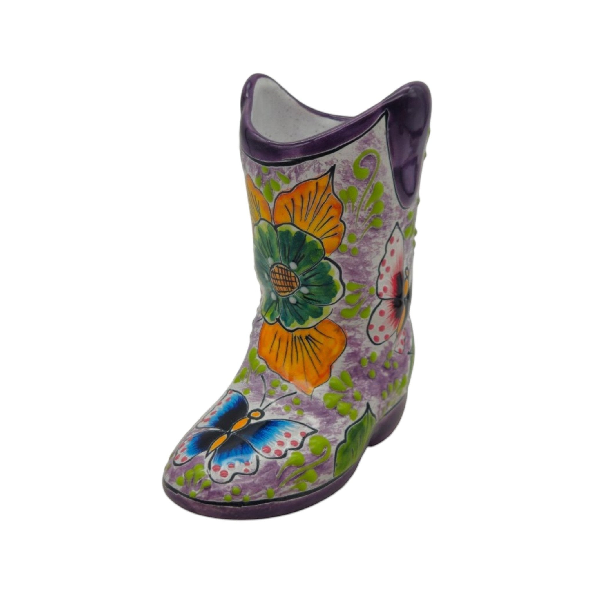 Hand-Painted Talavera Mexican Boot Flower Pot | Colorful Small Talavera Planter Talavera Planter La Vie Bien Hand-Painted Talavera Mexican Boot Flower Pot | Colorful Small Talavera Planter