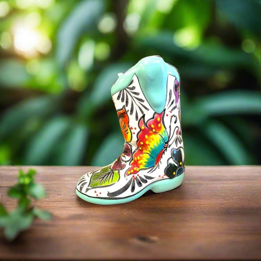 Hand - Painted Talavera Mexican Boot Flower Pot | Colorful Small Talavera Planter Talavera Planter La Vie Bien Hand - Painted Talavera Mexican Boot Flower Pot | Colorful Small Talavera Planter