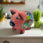 Hand-Painted Talavera Piggy Bank | Mexican Folk Art Design Talavera Piggy Bank La Vie Bien Hand-Painted Talavera Piggy Bank | Mexican Folk Art Design