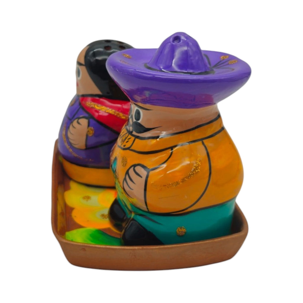 Hand-Painted Talavera Salt & Pepper Shakers | Couple on Tray Guerrero Salt Shakers La Vie Bien Hand-Painted Talavera Salt & Pepper Shakers | Couple on Tray