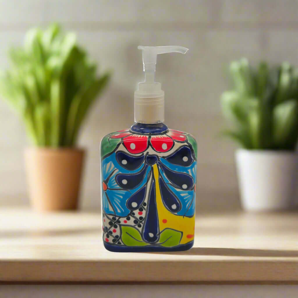 Hand - Painted Talavera Soap Pump | Colorful Ceramic Dispenser Talavera Soap Dispenser La Vie Bien Hand - Painted Talavera Soap Pump | Colorful Ceramic Dispenser