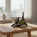 Hand-Painted Talavera Stretching Cat Statue | Day of the Dead Mexican Decor Talavera Statue La Vie Bien Hand-Painted Talavera Stretching Cat Statue | Day of the Dead Mexican Decor