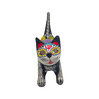Hand-Painted Talavera Stretching Cat Statue | Day of the Dead Mexican Decor Talavera Statue La Vie Bien Hand-Painted Talavera Stretching Cat Statue | Day of the Dead Mexican Decor