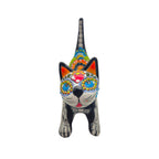 Hand-Painted Talavera Stretching Cat Statue | Day of the Dead Mexican Decor Talavera Statue La Vie Bien Hand-Painted Talavera Stretching Cat Statue | Day of the Dead Mexican Decor