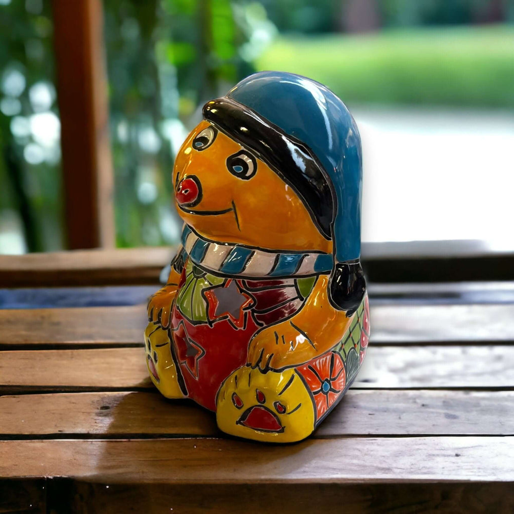 Hand - Painted Talavera Teddy Bear Statue | Festive Christmas Decor (Medium Size) Talavera Statue La Vie Bien Hand - Painted Talavera Teddy Bear Statue | Festive Christmas Decor (Medium Size)