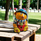 Hand - Painted Talavera Teddy Bear Statue | Festive Christmas Decor (Medium Size) Talavera Statue La Vie Bien Hand - Painted Talavera Teddy Bear Statue | Festive Christmas Decor (Medium Size)