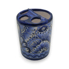 Hand-Painted Talavera Toothbrush Holder | Blue & White Ceramic Talavera Toothbrush Holder La Vie Bien Hand-Painted Talavera Toothbrush Holder | Blue & White Ceramic