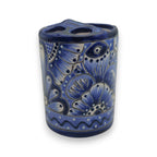 Hand-Painted Talavera Toothbrush Holder | Blue & White Ceramic Talavera Toothbrush Holder La Vie Bien Hand-Painted Talavera Toothbrush Holder | Blue & White Ceramic