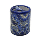 Hand-Painted Talavera Toothbrush Holder | Blue & White Ceramic Talavera Toothbrush Holder La Vie Bien Hand-Painted Talavera Toothbrush Holder | Blue & White Ceramic