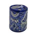 Hand-Painted Talavera Toothbrush Holder | Blue & White Ceramic Talavera Toothbrush Holder La Vie Bien Hand-Painted Talavera Toothbrush Holder | Blue & White Ceramic