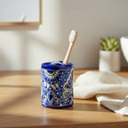 Hand-Painted Talavera Toothbrush Holder | Blue & White Ceramic Talavera Toothbrush Holder La Vie Bien Hand-Painted Talavera Toothbrush Holder | Blue & White Ceramic