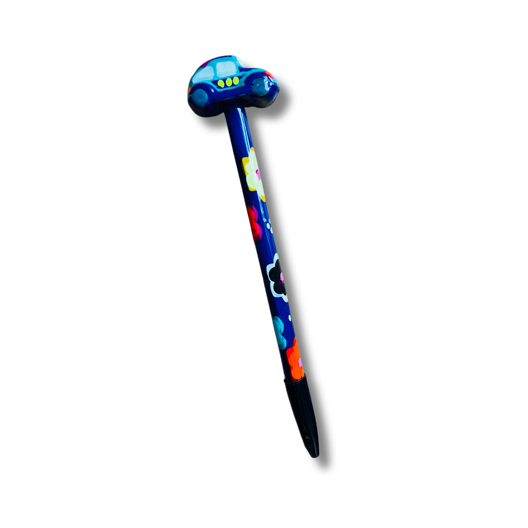 Hand - Painted VW Bug Ceramic Car Ink Pen | Van Flower Pen - Mexico Accessories La Vie Bien Hand - Painted VW Bug Ceramic Car Ink Pen | Van Flower Pen - Mexico