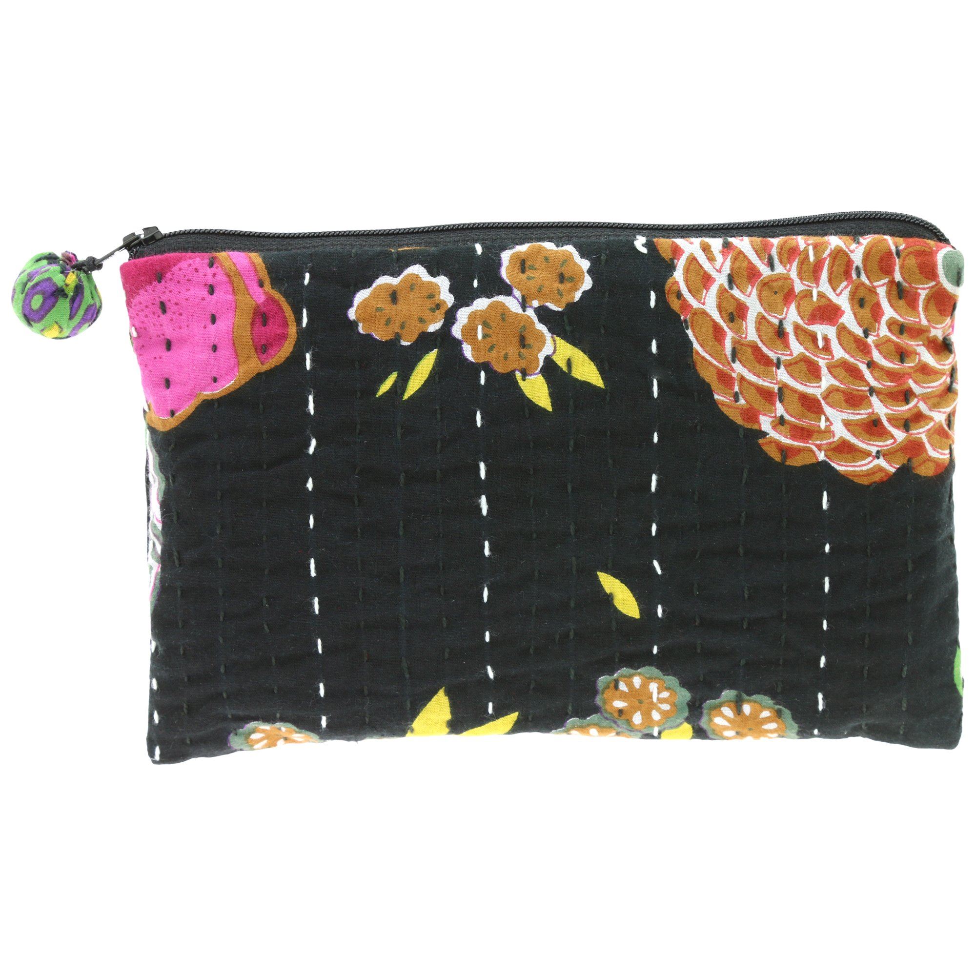 Hand-Stitched Kantha Cosmetic Bag Cosmetic & Jewelry Bags La Vie Bien Hand-Stitched Kantha Cosmetic Bag