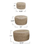 Hand-Woven Storage Baskets with Lids, Set of 3 by White Cliff Studio