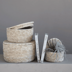 Hand-Woven Storage Baskets with Lids, Set of 3 by White Cliff Studio