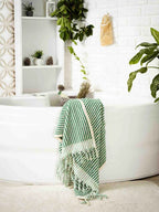 Hand woven Striped Bath Towel by Kalkedon Towels