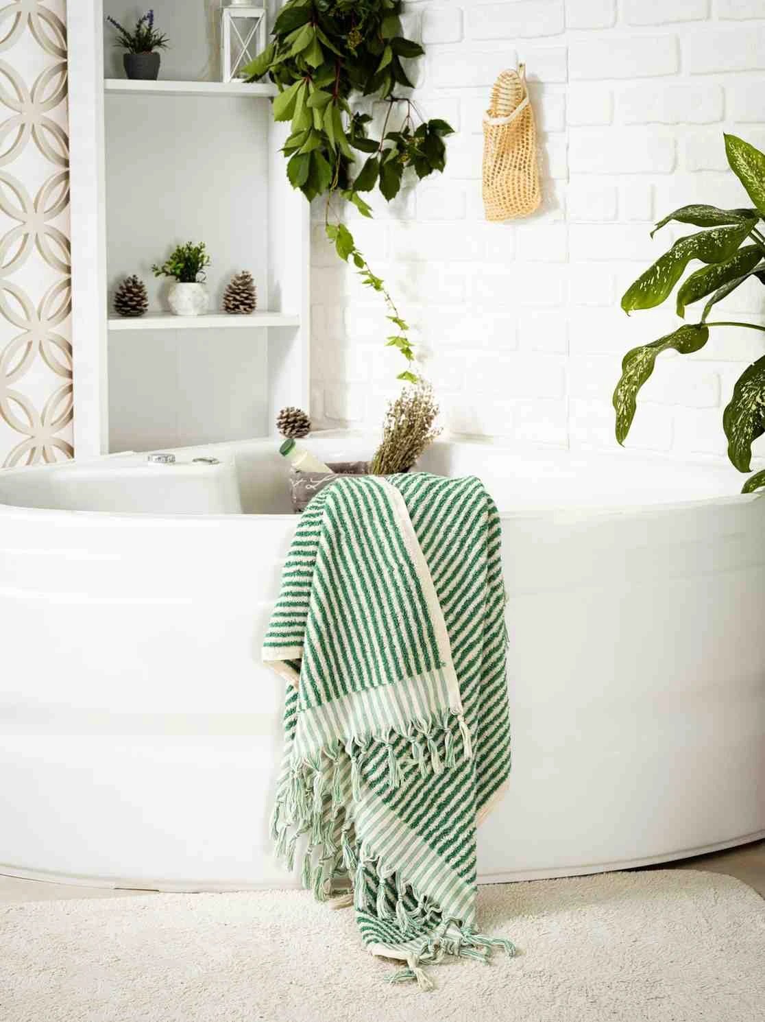 Hand woven Striped Bath Towel by Kalkedon Towels