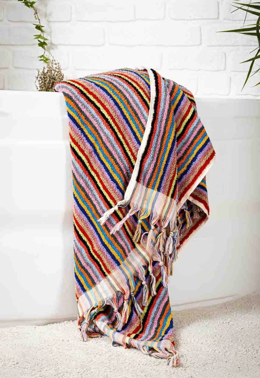 Hand woven Striped Bath Towel by Kalkedon Towels