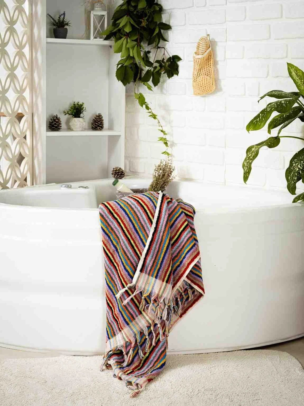 Hand woven Striped Bath Towel by Kalkedon Towels
