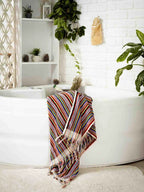 Hand woven Striped Bath Towel by Kalkedon Towels