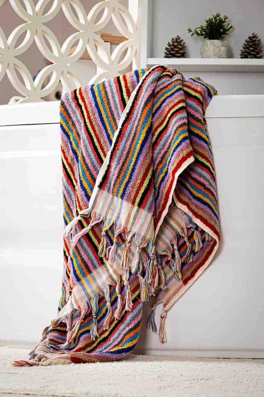 Hand woven Striped Bath Towel by Kalkedon Towels