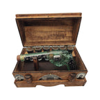 Handblown Mexican Revolver Decanter Set | Wooden Chest Display Mexican Decanter La Vie Bien Handblown Mexican Revolver Decanter Set | Wooden Chest Display