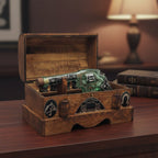 Handblown Mexican Revolver Decanter Set | Wooden Chest Display Mexican Decanter La Vie Bien Handblown Mexican Revolver Decanter Set | Wooden Chest Display