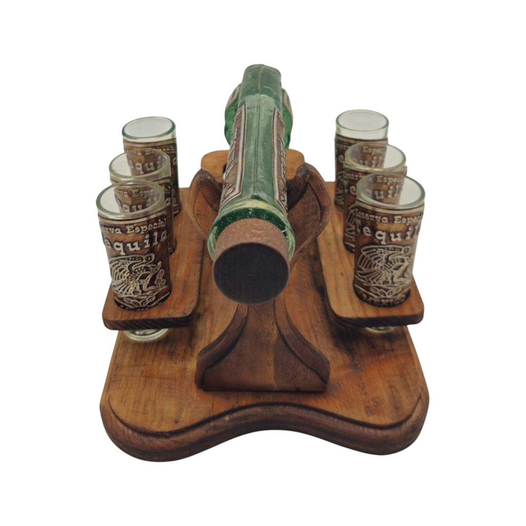 Handblown Mexican Shot Glass Set | Revolver Decanter Display Mexican Decanter La Vie Bien Handblown Mexican Shot Glass Set | Revolver Decanter Display