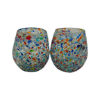 Handblown XL Stemless Wine Glass | Confetti Pebble Pattern Mexican Wine Glass La Vie Bien Handblown XL Stemless Wine Glass | Confetti Pebble Pattern