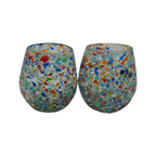 Handblown XL Stemless Wine Glass | Confetti Pebble Pattern Mexican Wine Glass La Vie Bien Handblown XL Stemless Wine Glass | Confetti Pebble Pattern
