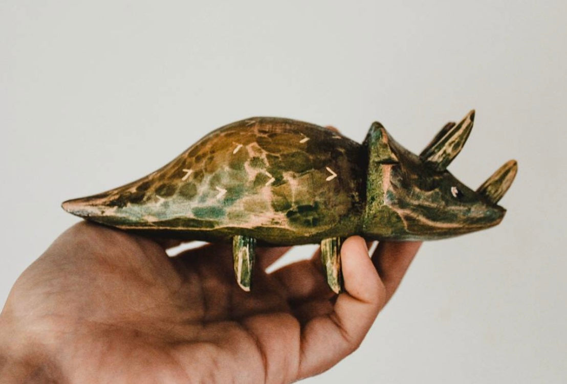 Hand Carved Wooden Dinosaur Toy