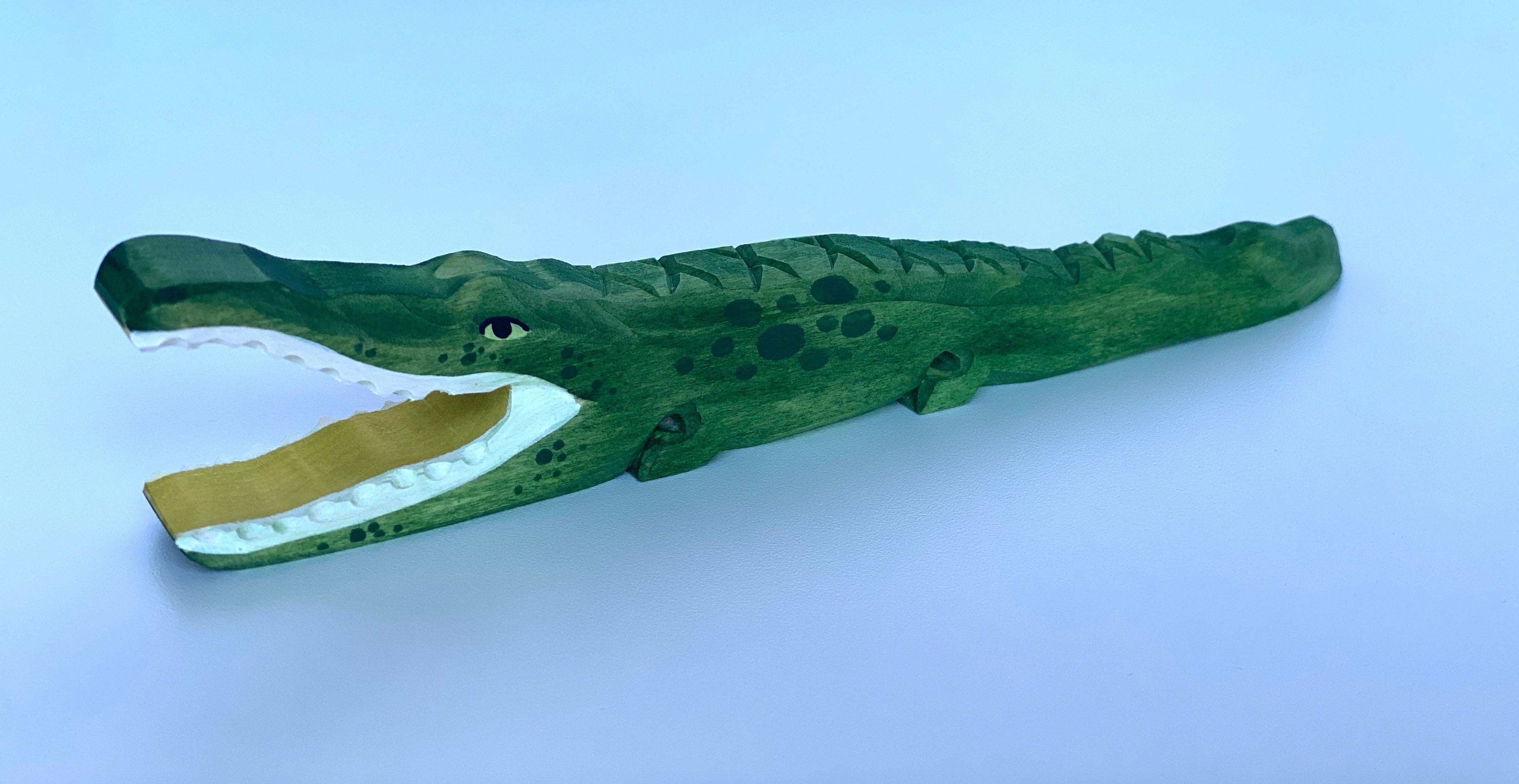 Hand Carved Wooden Alligator Toy