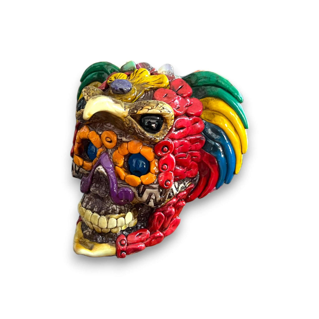 Handcrafted Aztec Warrior Skull Statue | Cultural Art Aztec Decor La Vie Bien Handcrafted Aztec Warrior Skull Statue | Cultural Art