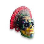 Handcrafted Aztec Warrior Skull Statue | Cultural Art Aztec Decor La Vie Bien Handcrafted Aztec Warrior Skull Statue | Cultural Art