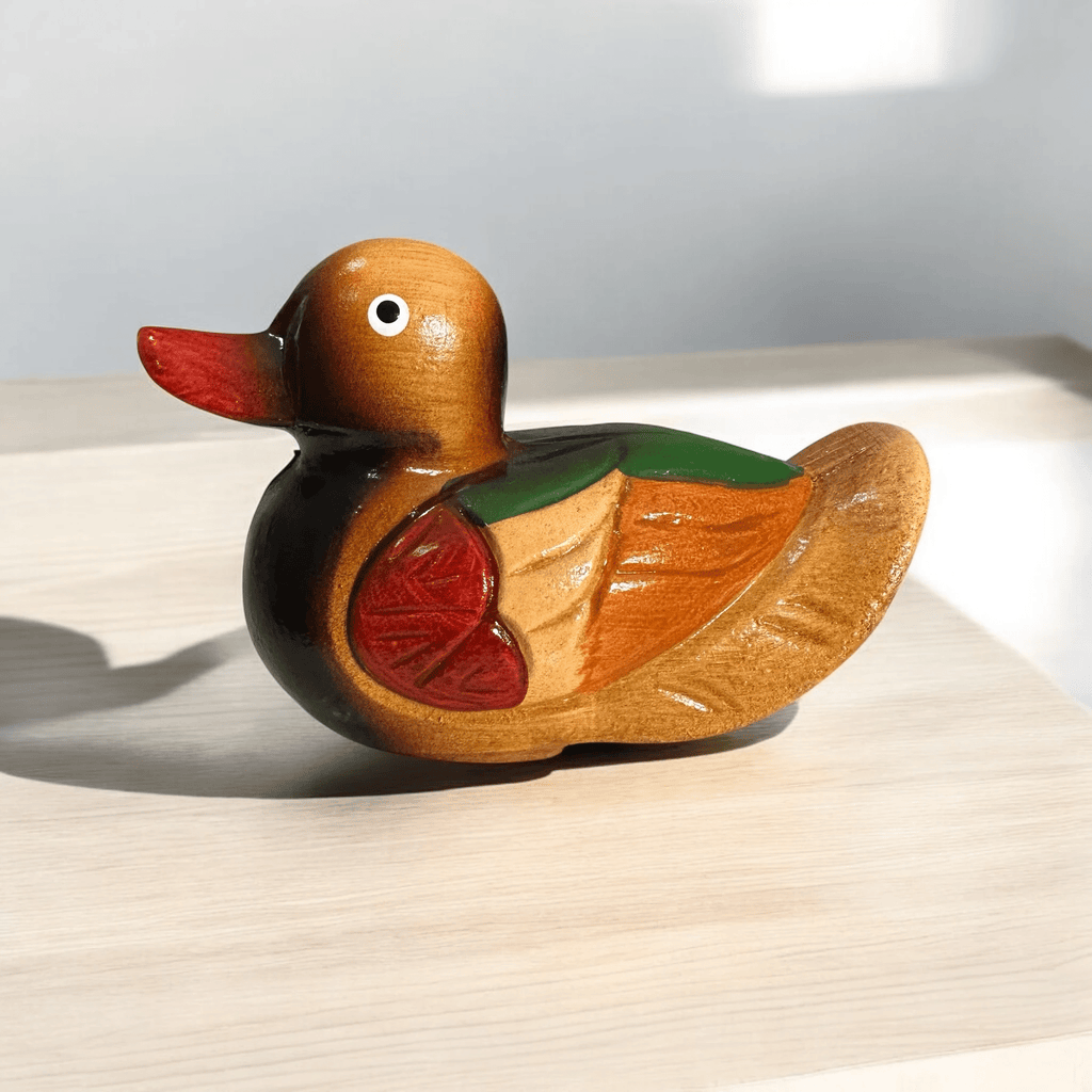 Handcrafted Colorful Wooden Duck by Music Frog Co